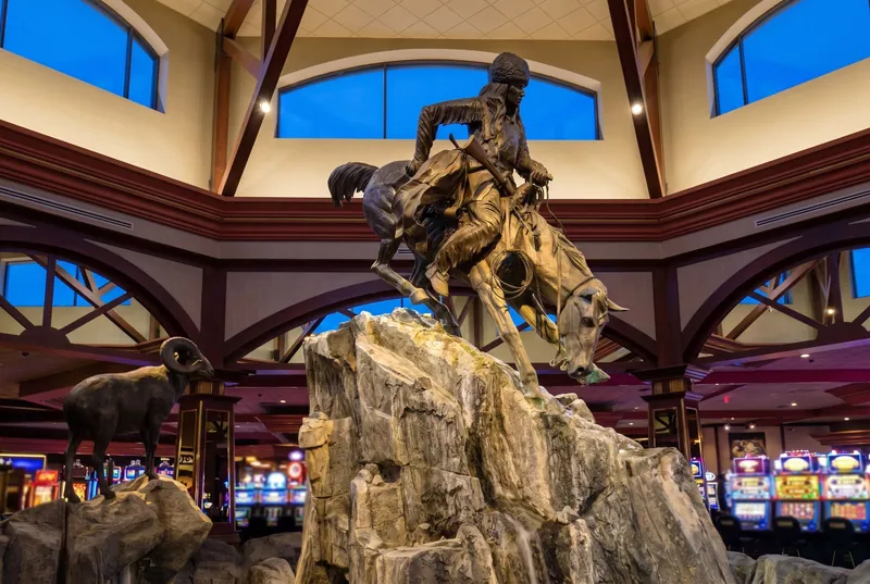 Bronze rider on a rock at the floor centre